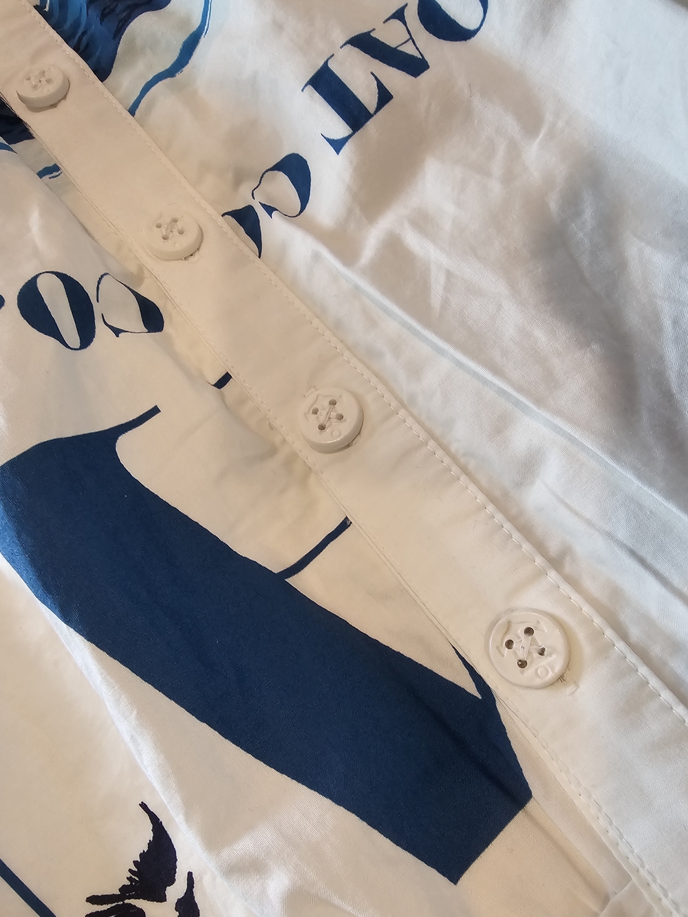 NWT Anthropologie White & Blue Nautical Print Midi Shirtdress Sz M - Picture 6 of 11